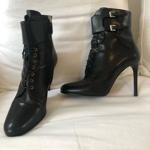 PRADA Lace Up with Buckle Round Toe Boots 36